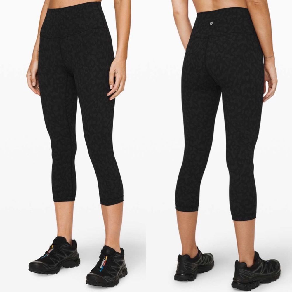 Lululemon Wunder Under Crop (High-Rise)‎  21" Formation Camo Deep Coal Multi